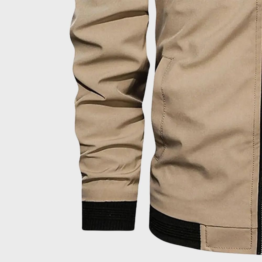 Men’s Bomber Jacket – Slim Fit – Lightweight Breathable Fabric – Ribbed Trim – Zip Sleeve Pocket