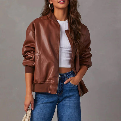 Women’s Jacket – Oversized Fit – Zipper Front – Ribbed Hem – Casual Wear