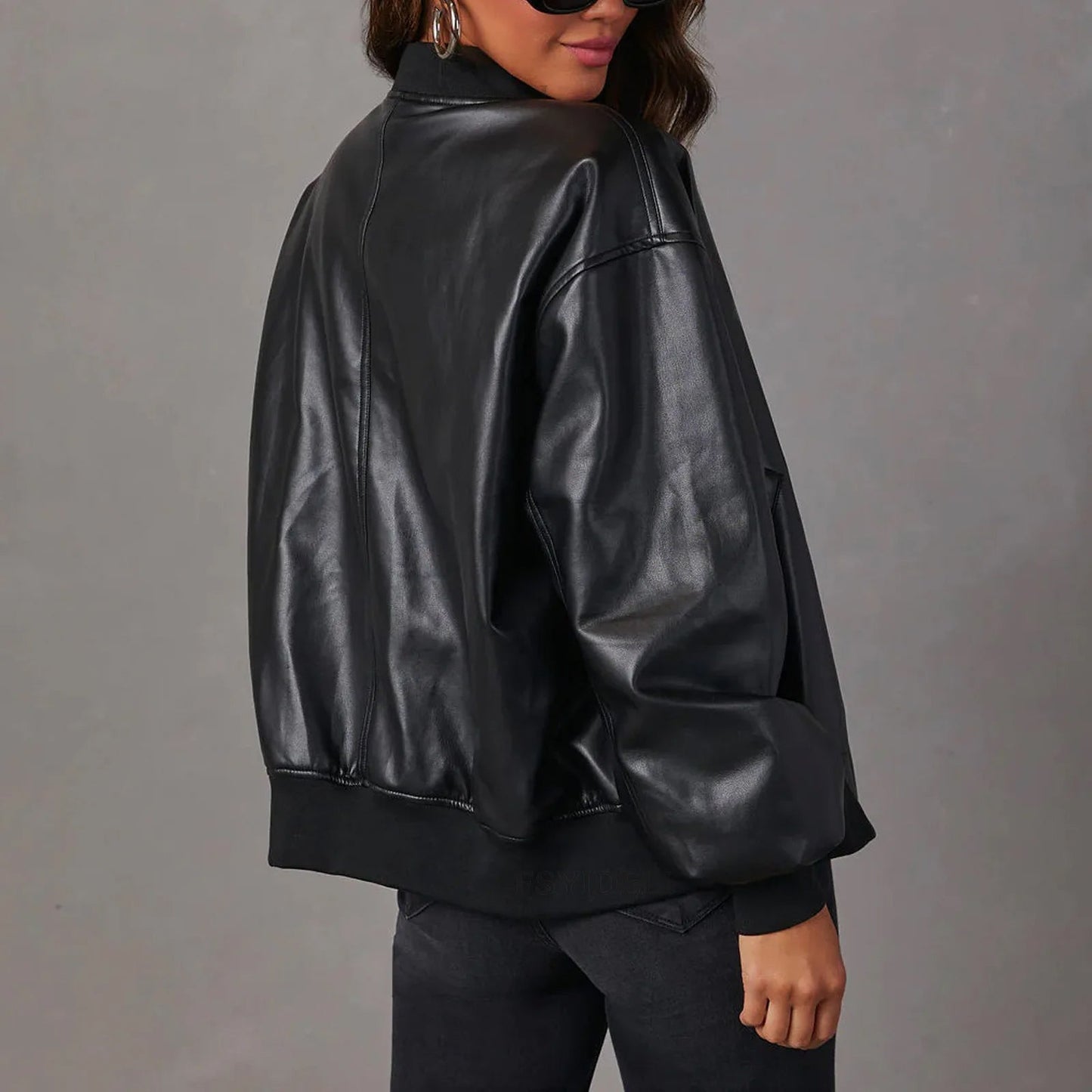 Women’s Jacket – Oversized Fit – Zipper Front – Ribbed Hem – Casual Wear