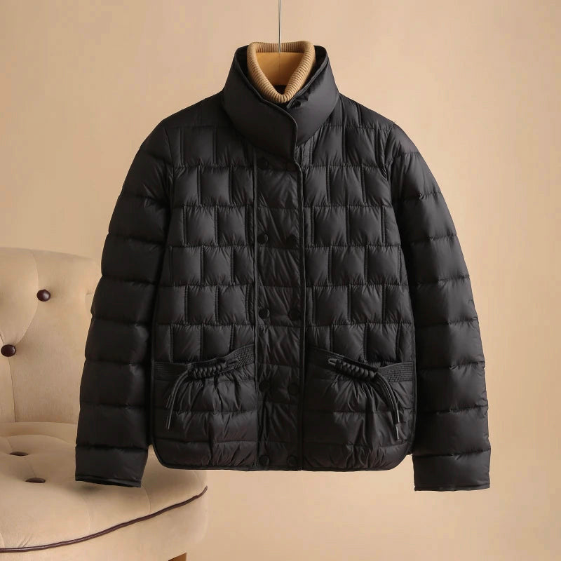 Isabella Relaxed Fit Down Jacket | Quilted Button Front Jacket