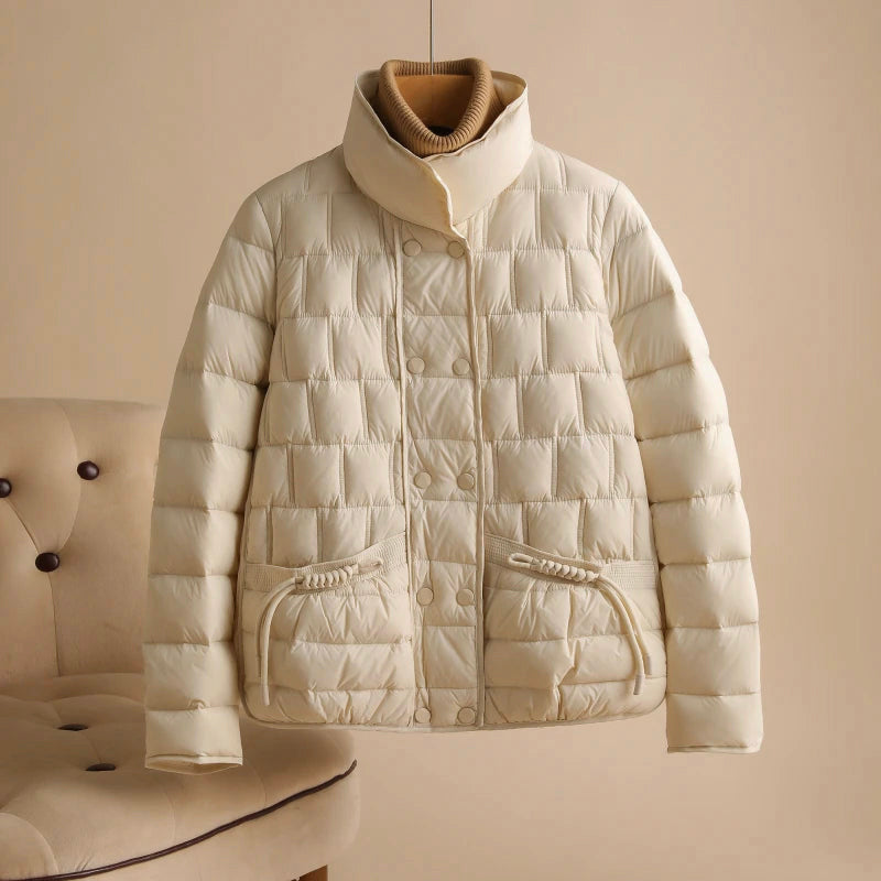 Isabella Relaxed Fit Down Jacket | Quilted Button Front Jacket