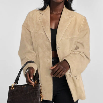 Sienna Relaxed Fit Blazer Jacket | Collared Button Front Long Sleeve Blazer Jacket