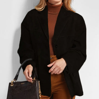 Sienna Relaxed Fit Blazer Jacket | Collared Button Front Long Sleeve Blazer Jacket