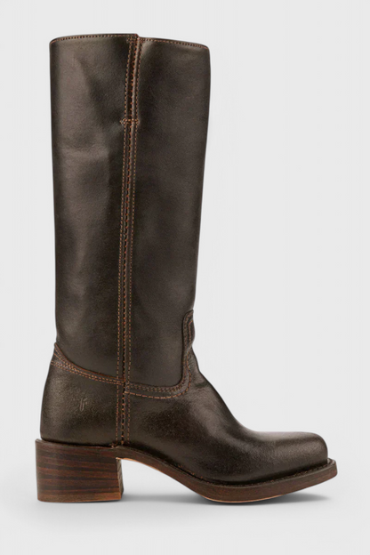 Isla Square Toe Knee-High Boots | Block Heel Stitched Knee-High Boots