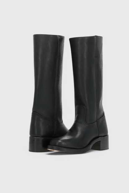Isla Square Toe Knee-High Boots | Block Heel Stitched Knee-High Boots