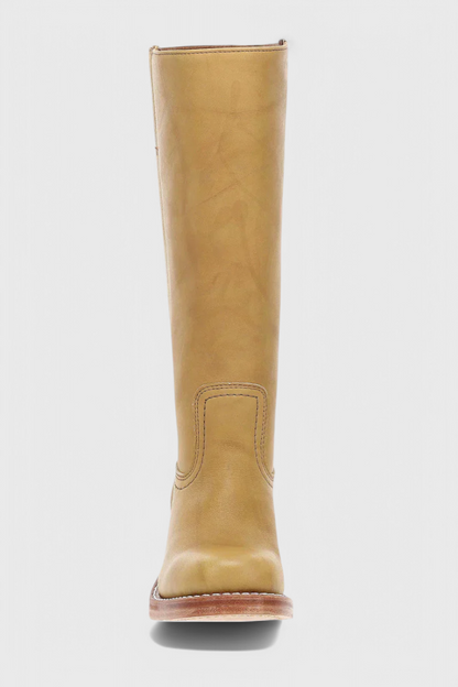 Isla Square Toe Knee-High Boots | Block Heel Stitched Knee-High Boots