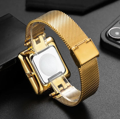 Olivia Square Face Wristwatch | Mesh Band Analog Wristwatch