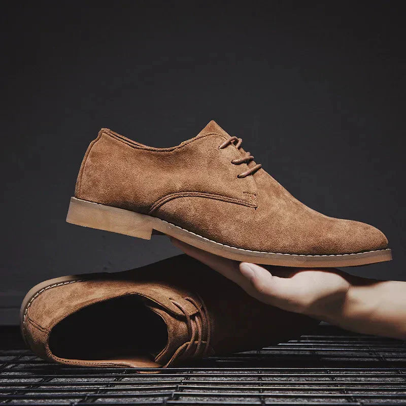 Men’s Business Shoes – Streamlined Fit – Suede Finish – Closed Lace-Up – Formal Wear