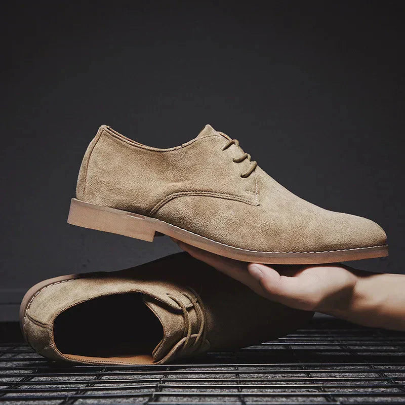 Men’s Business Shoes – Streamlined Fit – Suede Finish – Closed Lace-Up – Formal Wear