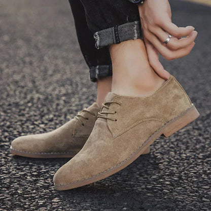 Men’s Business Shoes – Streamlined Fit – Suede Finish – Closed Lace-Up – Formal Wear