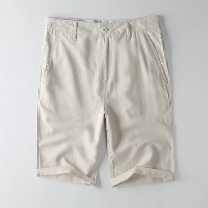 Men’s Casual Shorts – Cotton Linen Blend – Relaxed Fit – Knee Length with Pockets