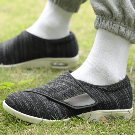 Men’s Comfort Shoes – Wide Fit – Soft Knit – Cushioned Sole – Adjustable Strap