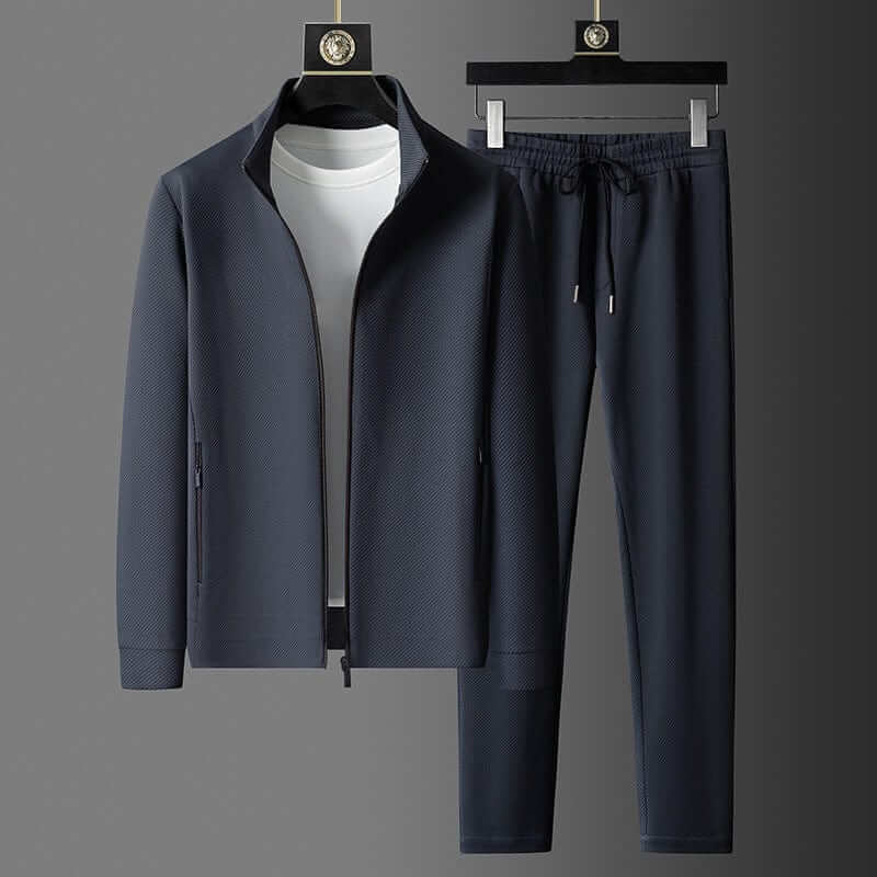 Joshua Relaxed Fit Track Jacket and Track Pants Two-Piece Set | Stand Collar Zippered Pockets Activewear