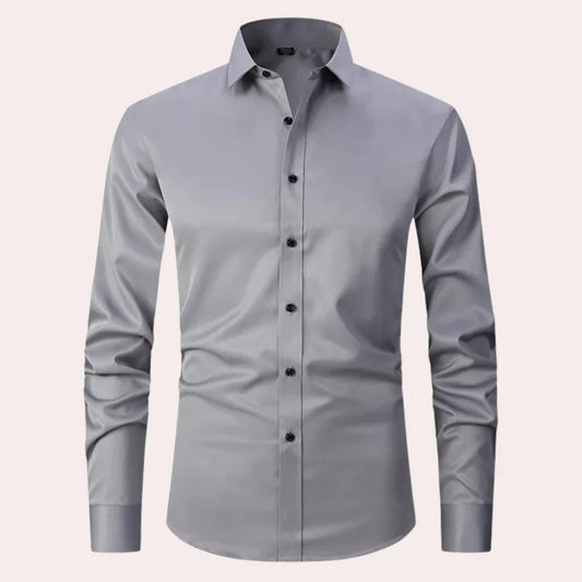 Men’s Button-Up Shirt – Slim Fit – Stretch Fabric – Long Sleeve Natural Fibers