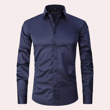 Men’s Button-Up Shirt – Slim Fit – Stretch Fabric – Long Sleeve Natural Fibers