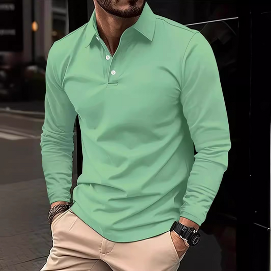 Men’s Long Sleeve Shirt – Slim Fit – Stand Collar – Cotton Blend – Minimalist Design