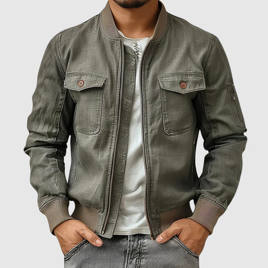 Men’s Bomber Jacket – Cotton – Relaxed Fit – Zip Front – Ribbed Trim – Utility Pockets