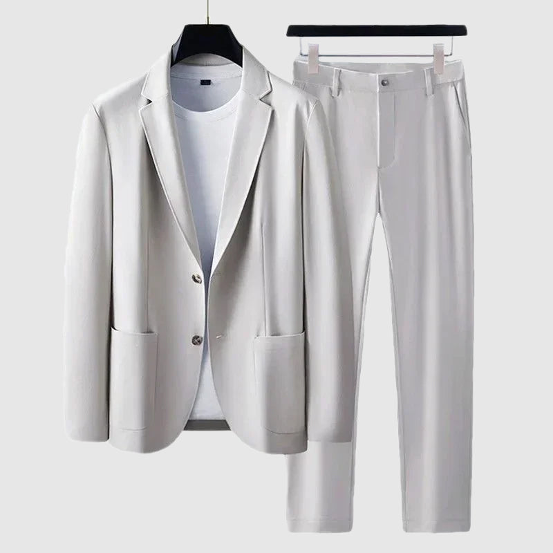 Men's Suit Set – Tailored Fit Blazer & Slim Fit Trousers – Notched Lapel Formal Wear