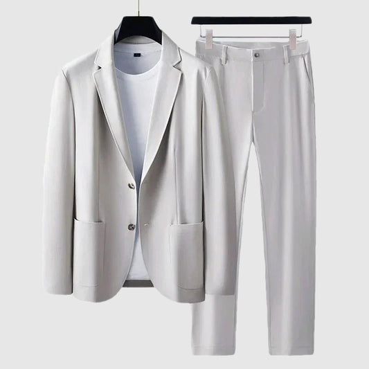 Men's Suit Set – Tailored Fit Blazer & Slim Fit Trousers – Notched Lapel Formal Wear