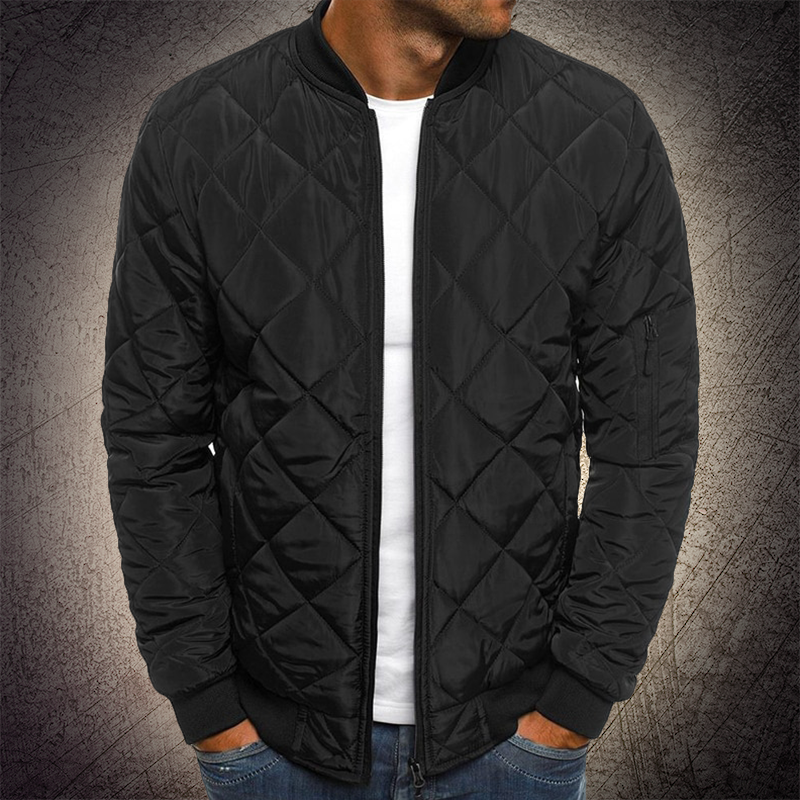 Theodore Quilted Bomber Jacket | Ribbed Collar Side Pocket Bomber Jacket
