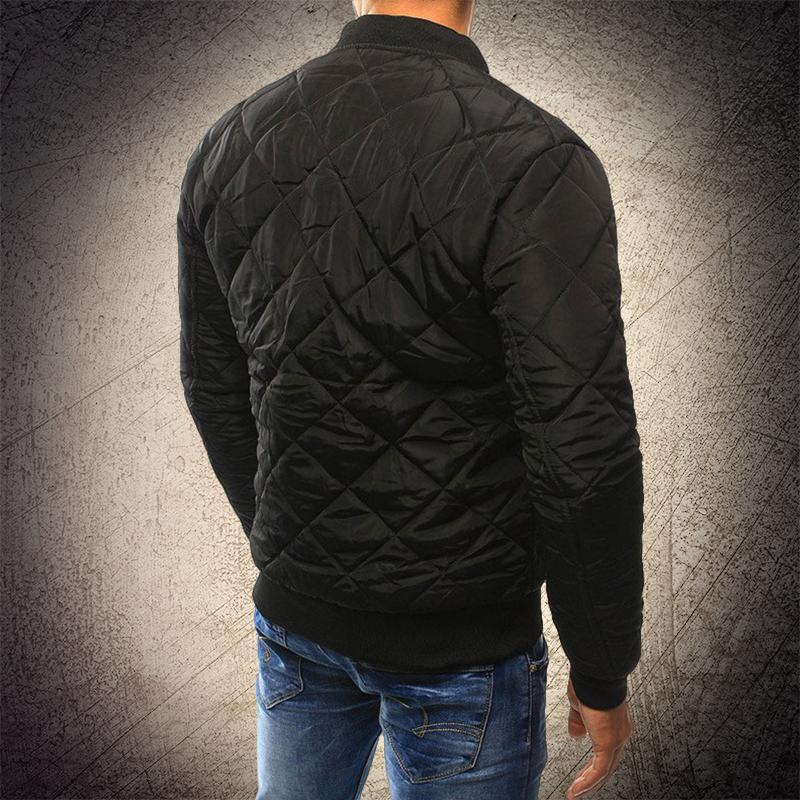 Theodore Quilted Bomber Jacket | Ribbed Collar Side Pocket Bomber Jacket