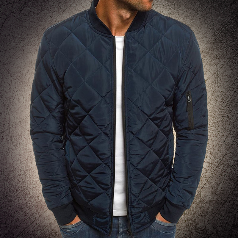 Theodore Quilted Bomber Jacket | Ribbed Collar Side Pocket Bomber Jacket