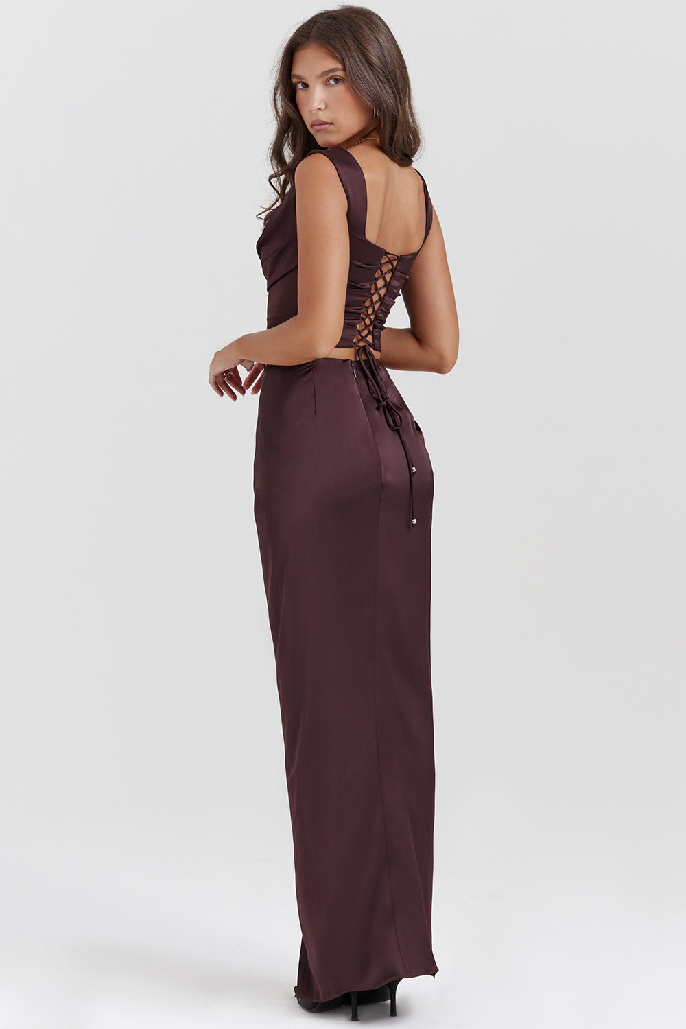 Women’s Corset Top and Maxi Skirt Set – Luxury Fabric – Structured Fit – High Slit