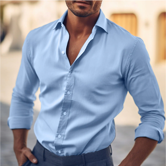 Men’s Slim Fit Shirt – Button Down – Long Sleeve – Cotton Feel – Smart Casual Wear