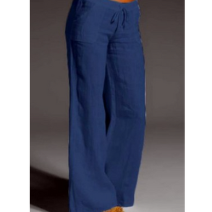 Women’s Wide-Leg Pants – Relaxed Fit – Breathable Blend – Drawstring Waist – Full Length