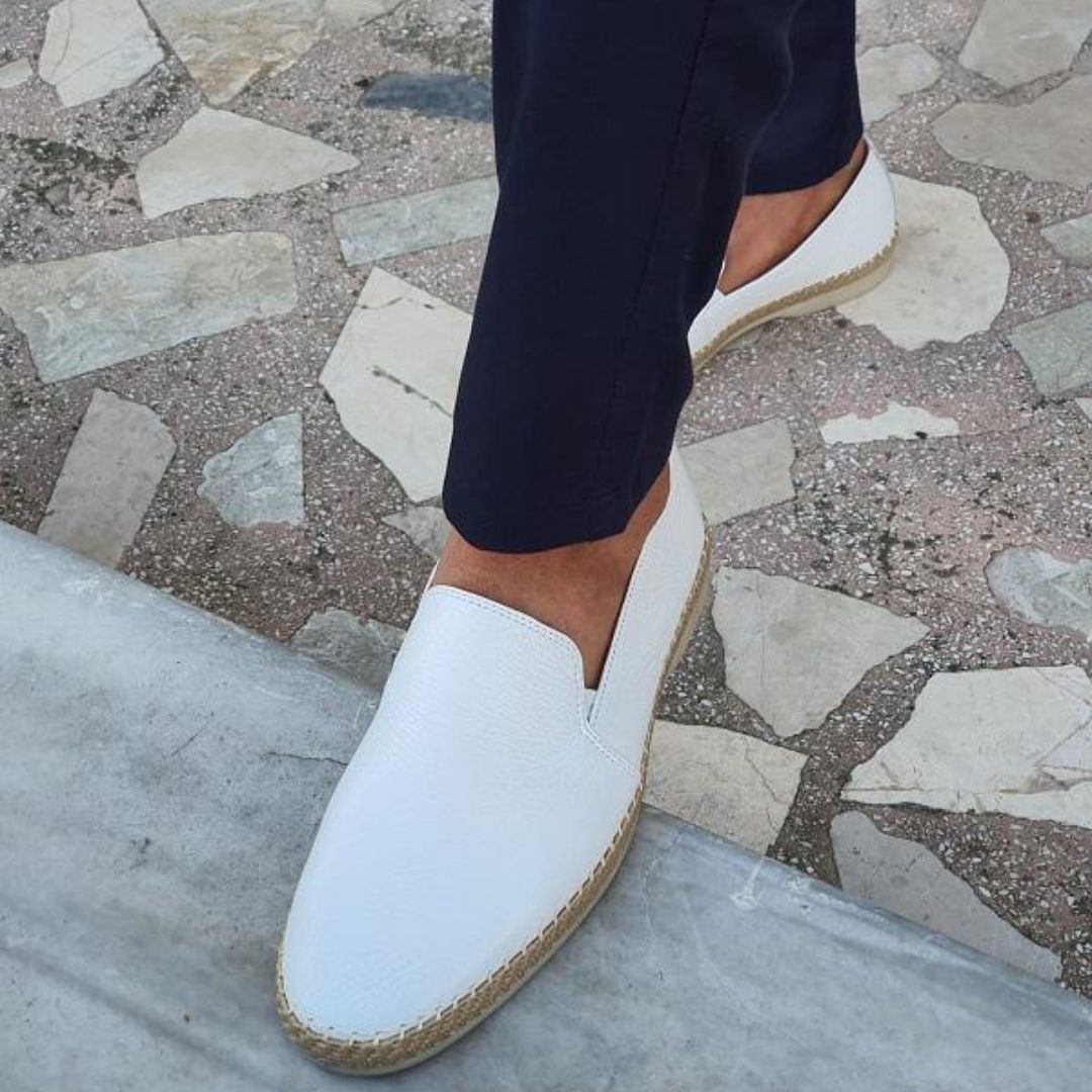Men’s Loafers – Textured Leather – Slip-On – Woven Trim – Smart Casual Fit