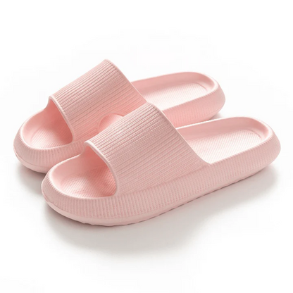 Women’s Slippers – Cushioned Sole – Ribbed Upper – Open Toe Slip-On Design