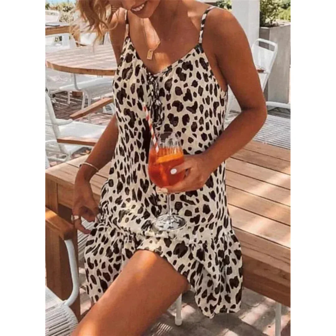 Women’s Mini Dress – Relaxed Fit – Spaghetti Straps – Breathable Blend – Flared Hem