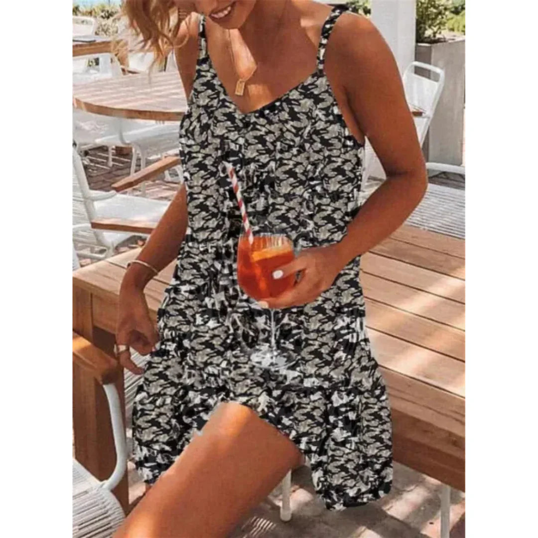 Women’s Mini Dress – Relaxed Fit – Spaghetti Straps – Breathable Blend – Flared Hem