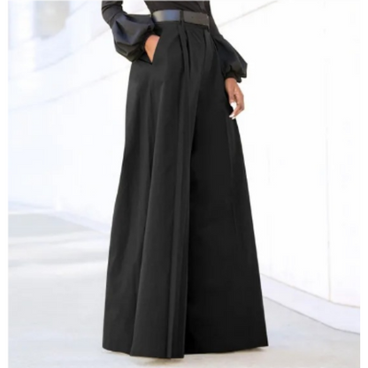 Women’s Wide-Leg Pants – High Waist – Relaxed Fit – Pleated Front – Lightweight Cotton
