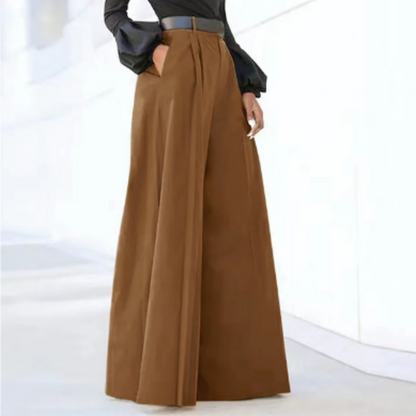 Women’s Wide-Leg Pants – High Waist – Relaxed Fit – Pleated Front – Lightweight Cotton