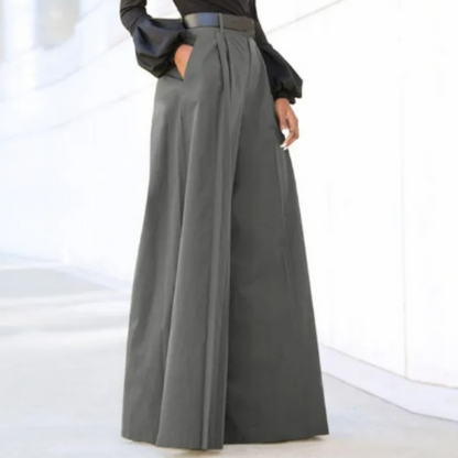 Women’s Wide-Leg Pants – High Waist – Relaxed Fit – Pleated Front – Lightweight Cotton