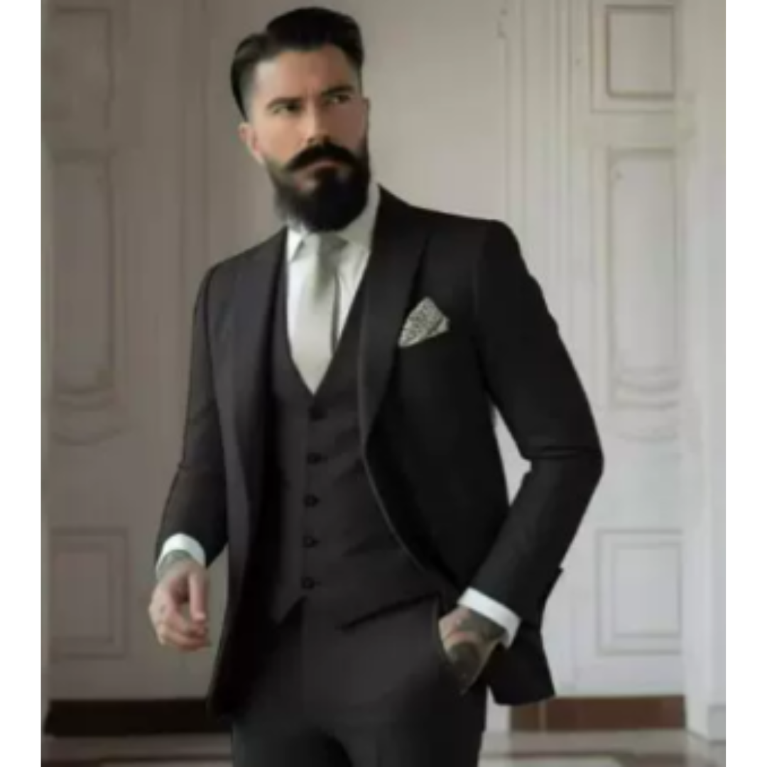 Men’s 3-Piece Suit – Slim Fit Wool Blend – Two-Button Blazer – Notch Lapel