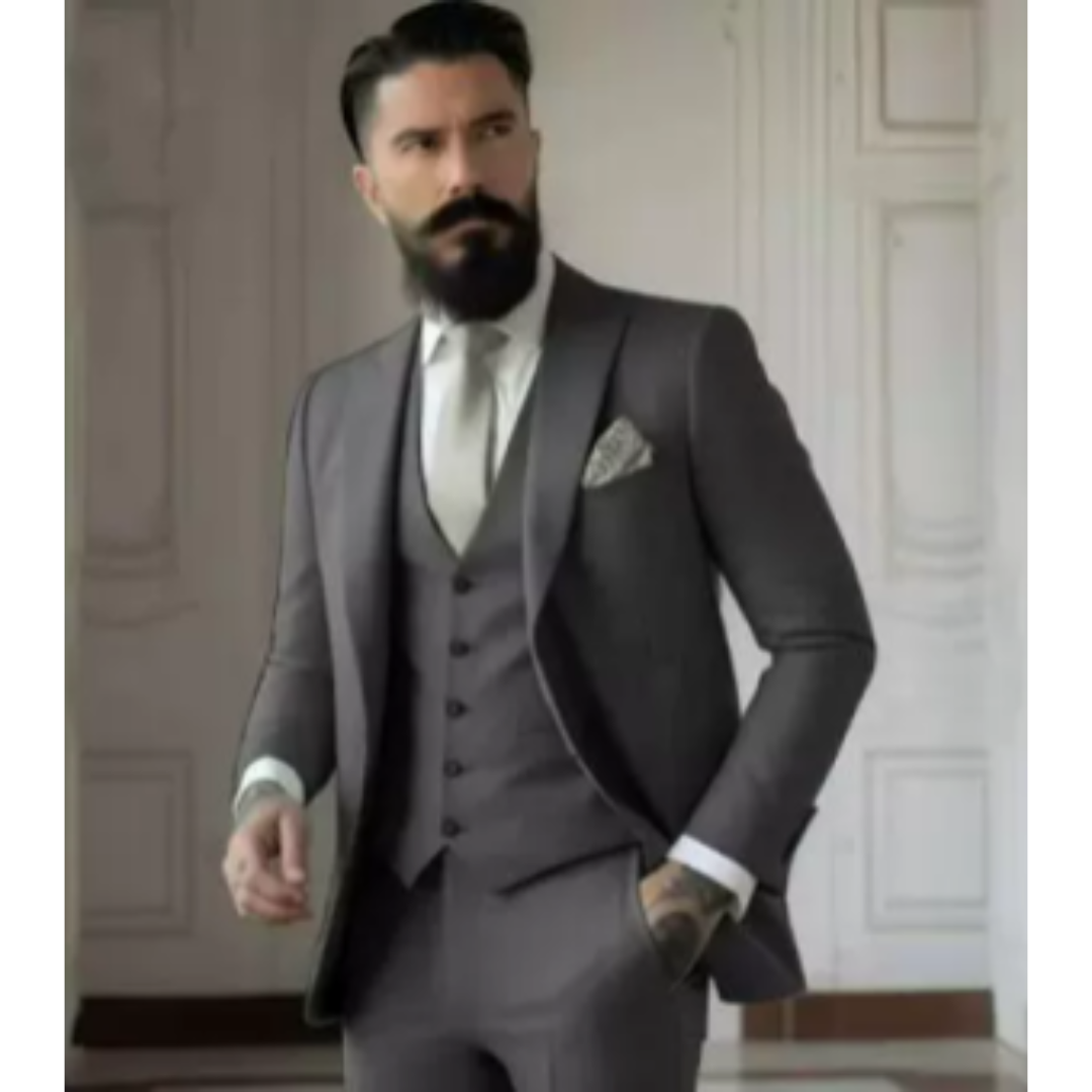Men’s 3-Piece Suit – Slim Fit Wool Blend – Two-Button Blazer – Notch Lapel