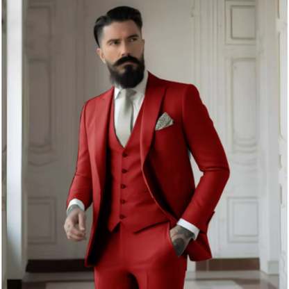 Men’s 3-Piece Suit – Slim Fit Wool Blend – Two-Button Blazer – Notch Lapel