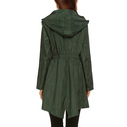 Women’s Raincoat – Water-Resistant – Cinched Waist – Hooded – Lightweight Packable