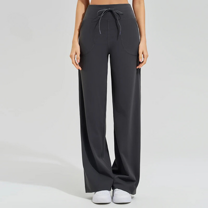 Isla High Rise Wide Leg Wide Leg Pants | Drawstring Waist Side Pockets Pants