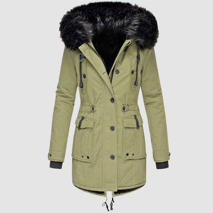 Women's Coat - Woven - Tailored Fit - Faux Fur Hood