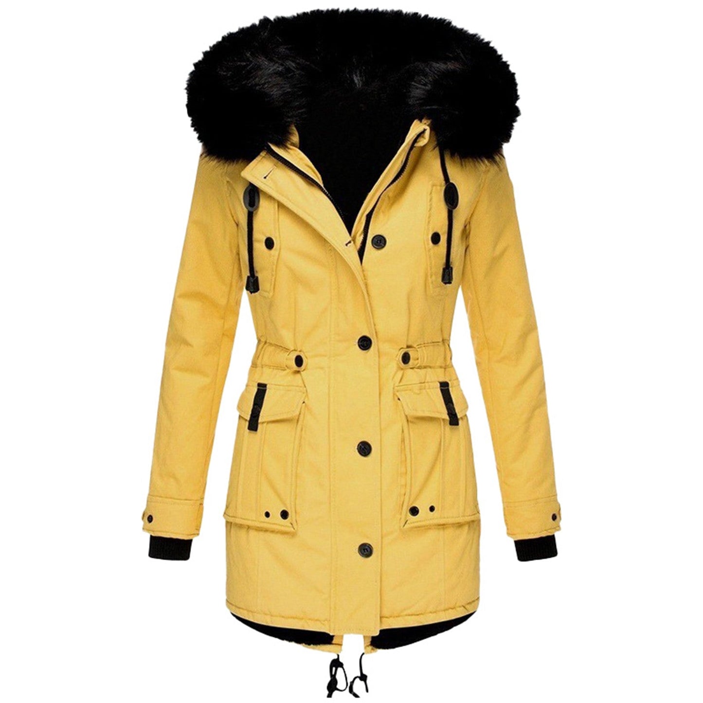 Women's Coat - Woven - Tailored Fit - Faux Fur Hood