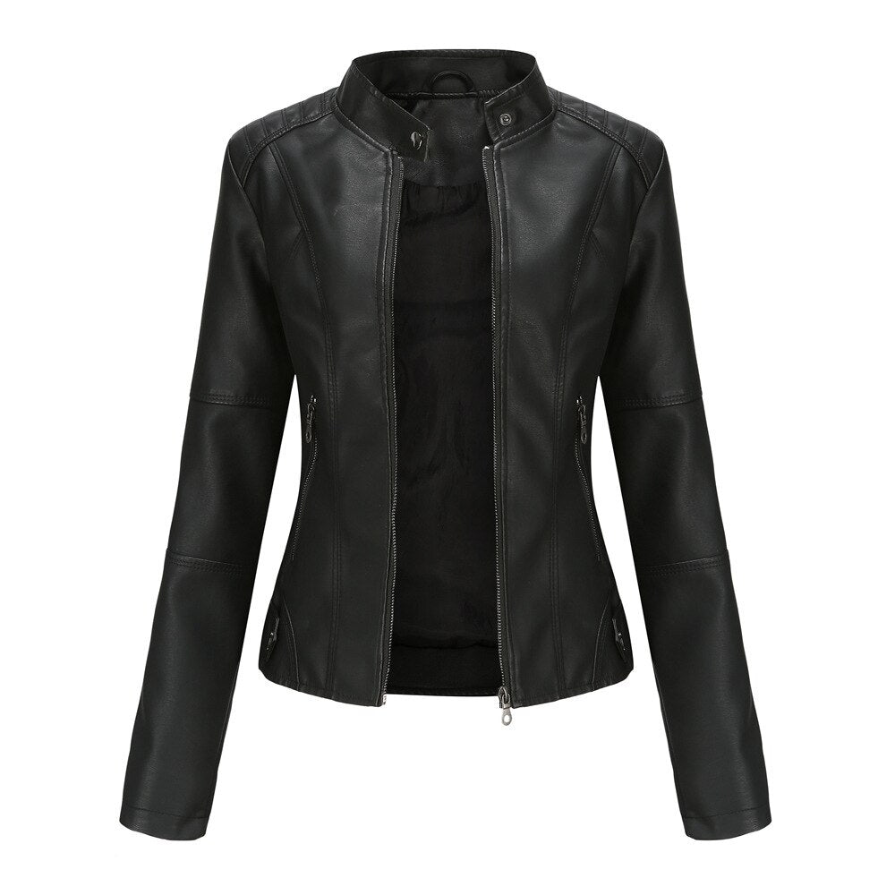 Women’s Jacket – Slim Fit – Mao Collar – Zipper Front – Hip Length Tailored