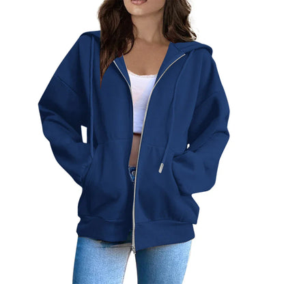 Women’s Hooded Jacket – Oversized Fit – Plush Fleece – Full Zip Casual Layer