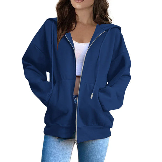 Women’s Hooded Jacket – Oversized Fit – Plush Fleece – Full Zip Casual Layer