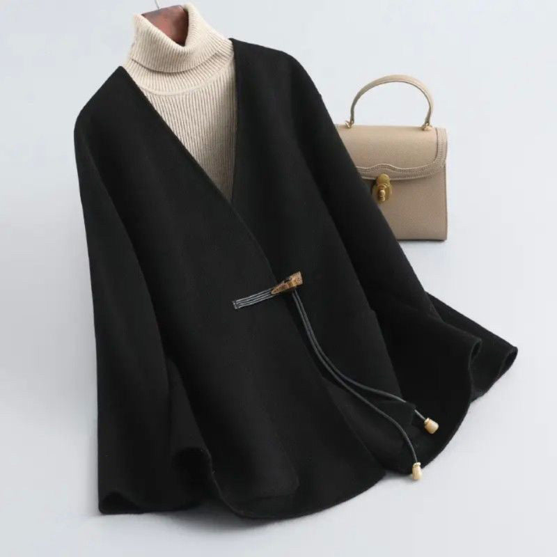 Aurora Loose Fit Cape Coat | V-Neck Sleeveless Cape Coat