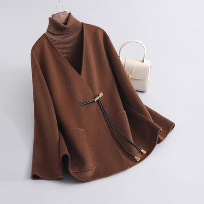 Aurora Loose Fit Cape Coat | V-Neck Sleeveless Cape Coat
