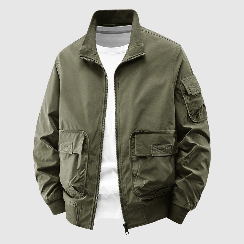 Oscar Relaxed Fit Utility Jacket | Stand Collar Cargo Pocket Jacket