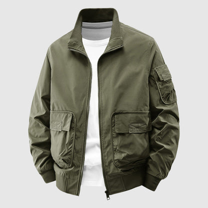 Oscar Relaxed Fit Utility Jacket | Stand Collar Cargo Pocket Jacket